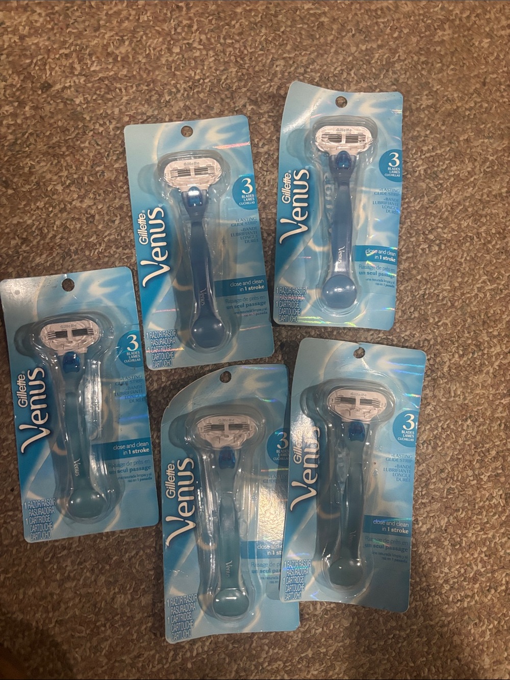 VENUS Women's Disposable Razors - Blue Handles, White Heads (5 Pack)